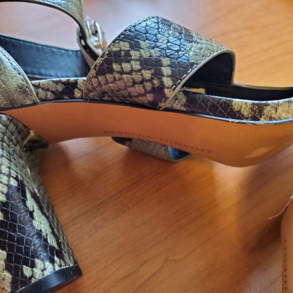 Rebecca Minkoff Kiley Nappa Snake Sabrina Sandals Shoes in Black/Thyme - 7B - Picture 12 of 16
